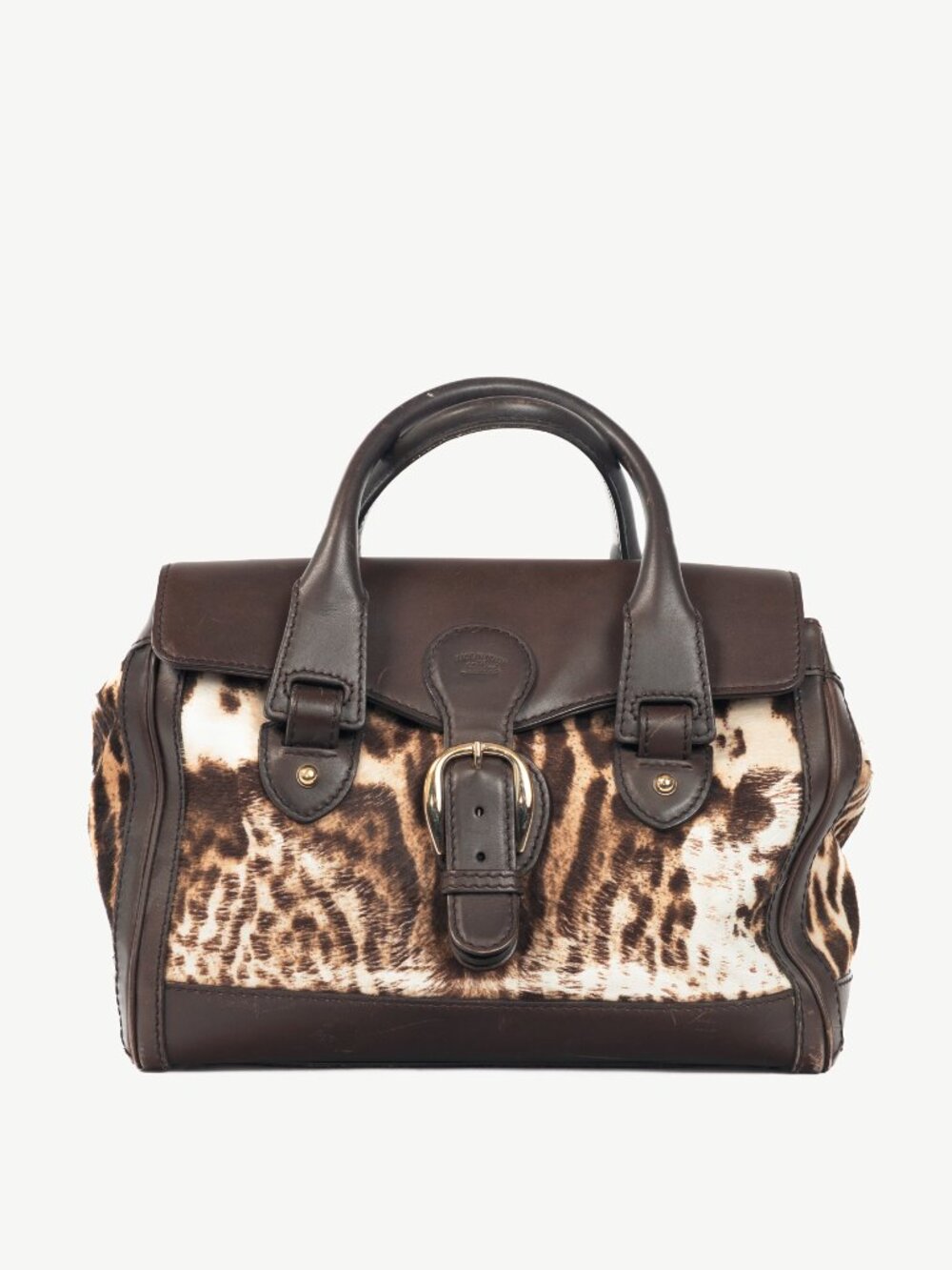 Gucci "Gucci Heritage" Brown Animal-Print Pony Hair Medium Boston Bag